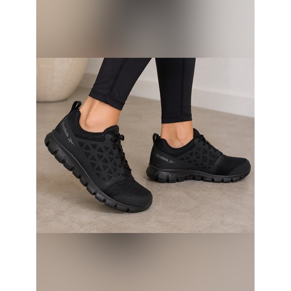 Reebok Mens Athletic Steel Toe Work Shoes Black Sneakers